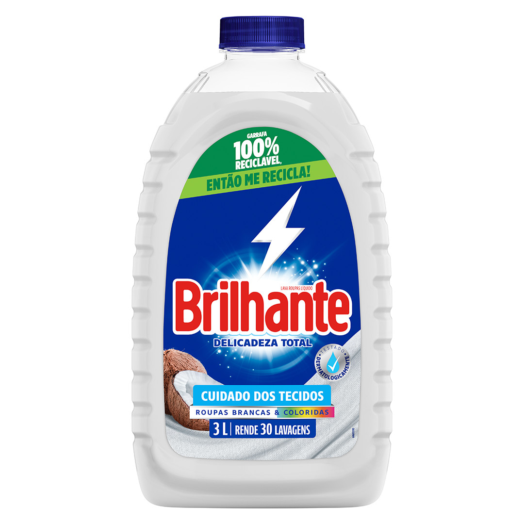 Sabão Líquido Brilhante: para roupas brancas e coloridas | Brilhante